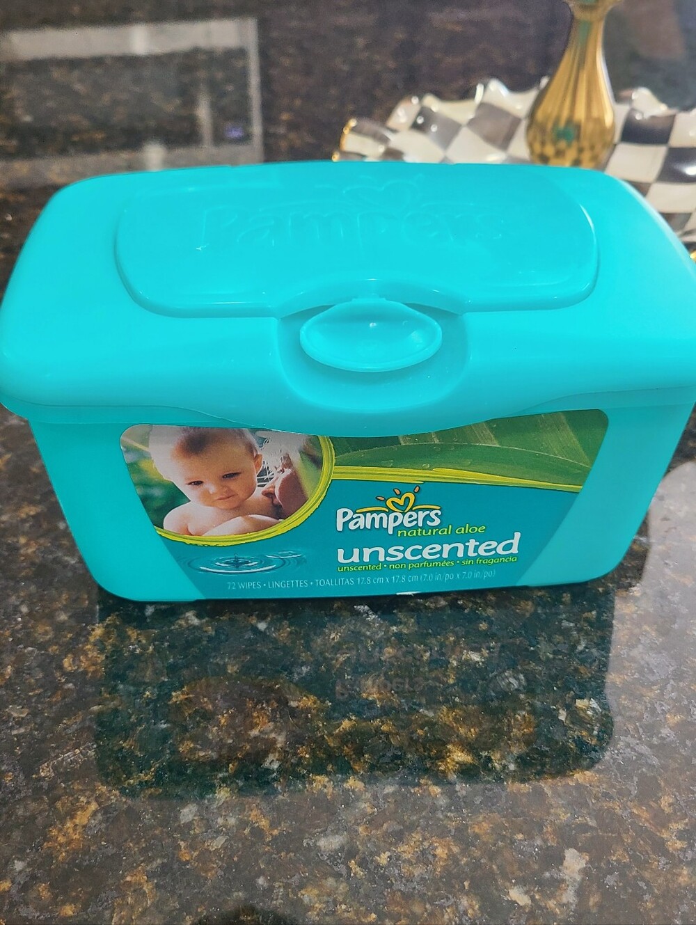 Pampers Unscented Baby Wipes Tub - Teal, enpty, clean. perfect storage